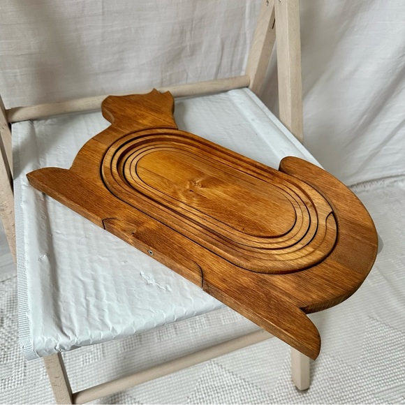 Vintage 80s Wooden Collapsible Folding CAT basket - Picture 7 of 10